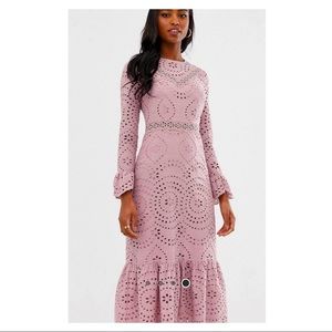 TALL broderie maxi dress with pep hem size 6